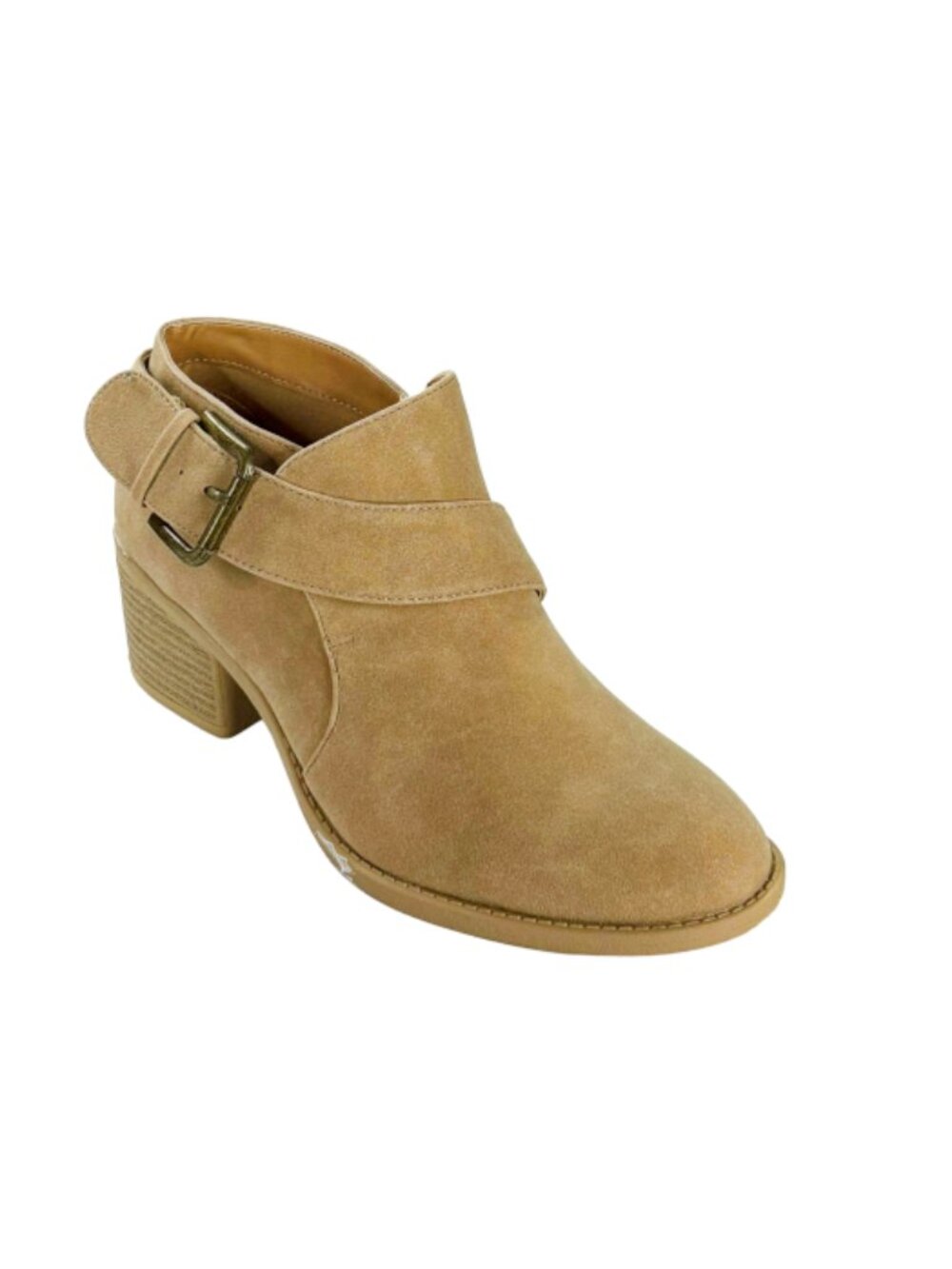 Qupid Philly-24 Women’s Toffe Buckle Strap Ankle Booties Low Heel